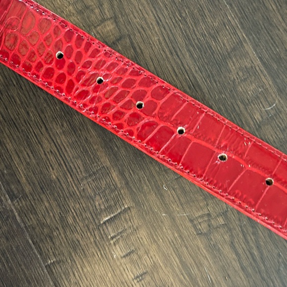 DRUH Belt Red Crocodile No Buckle Genuine Leather Crimson 36" - Picture 6 of 7